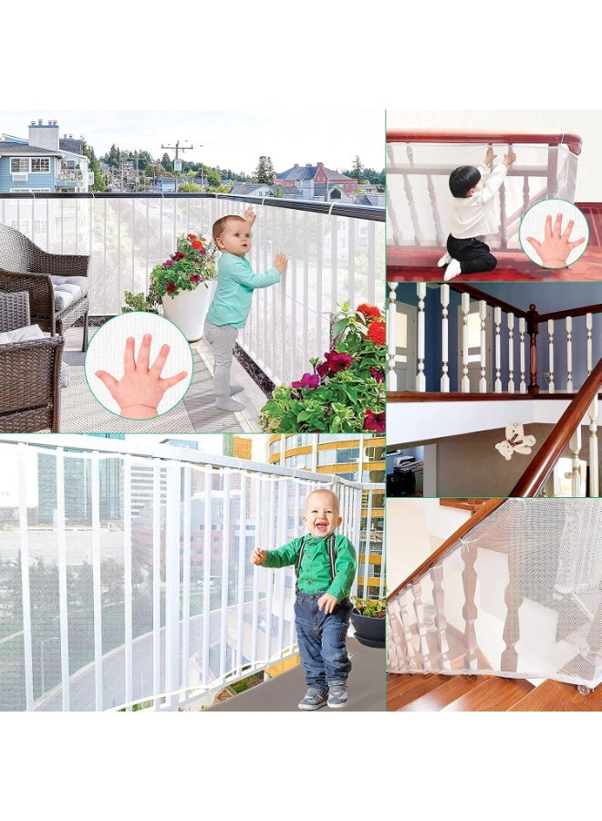 LYNLYN Anti-Fall Safety Net for Balcony and Stairs, Multipurpose Mesh Guard for Baby, Kids, Pets, and Toys, Indoor and Outdoor Use, White Banister Safety Net（300*78cm） - Image 3